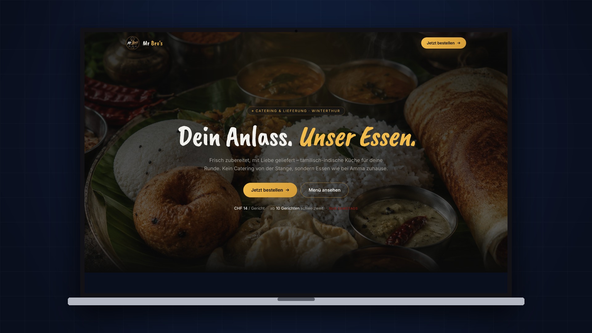 Mr Bro's neue Website auf einem MacBook